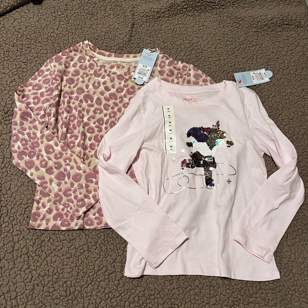 Cat & Jack Pink and Cream Long Sleeve Tees